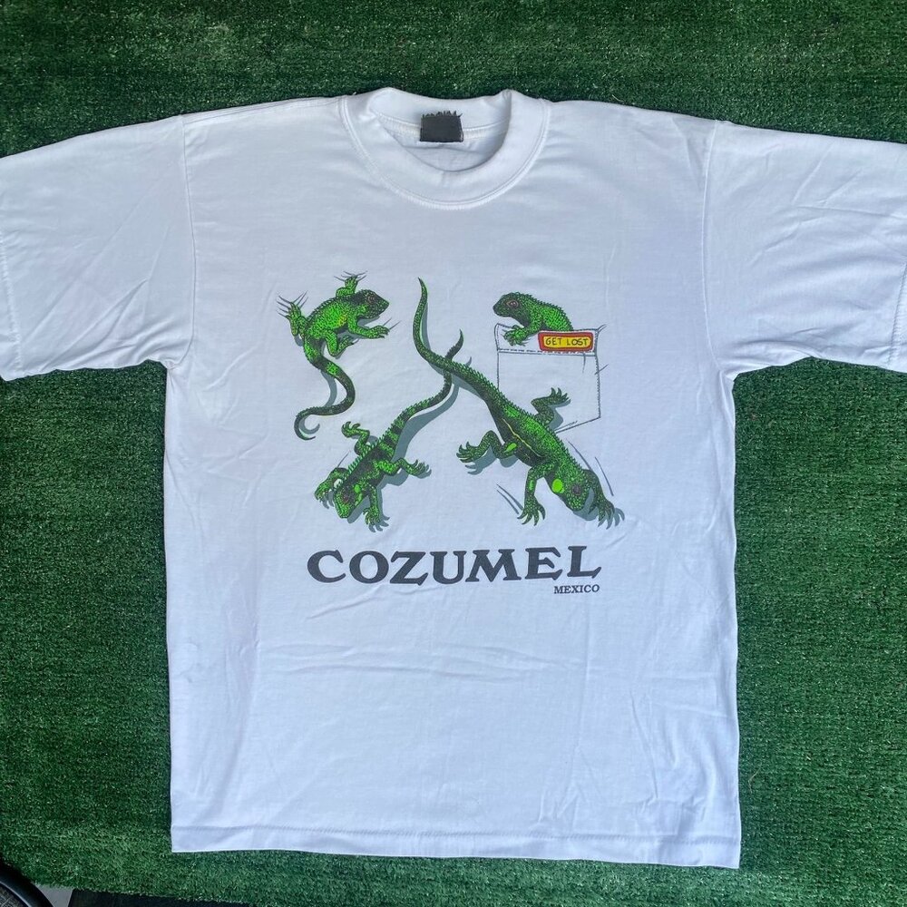 Vintage 90s Cozumel Mexico Shirt Lizard Animal Nature Tee